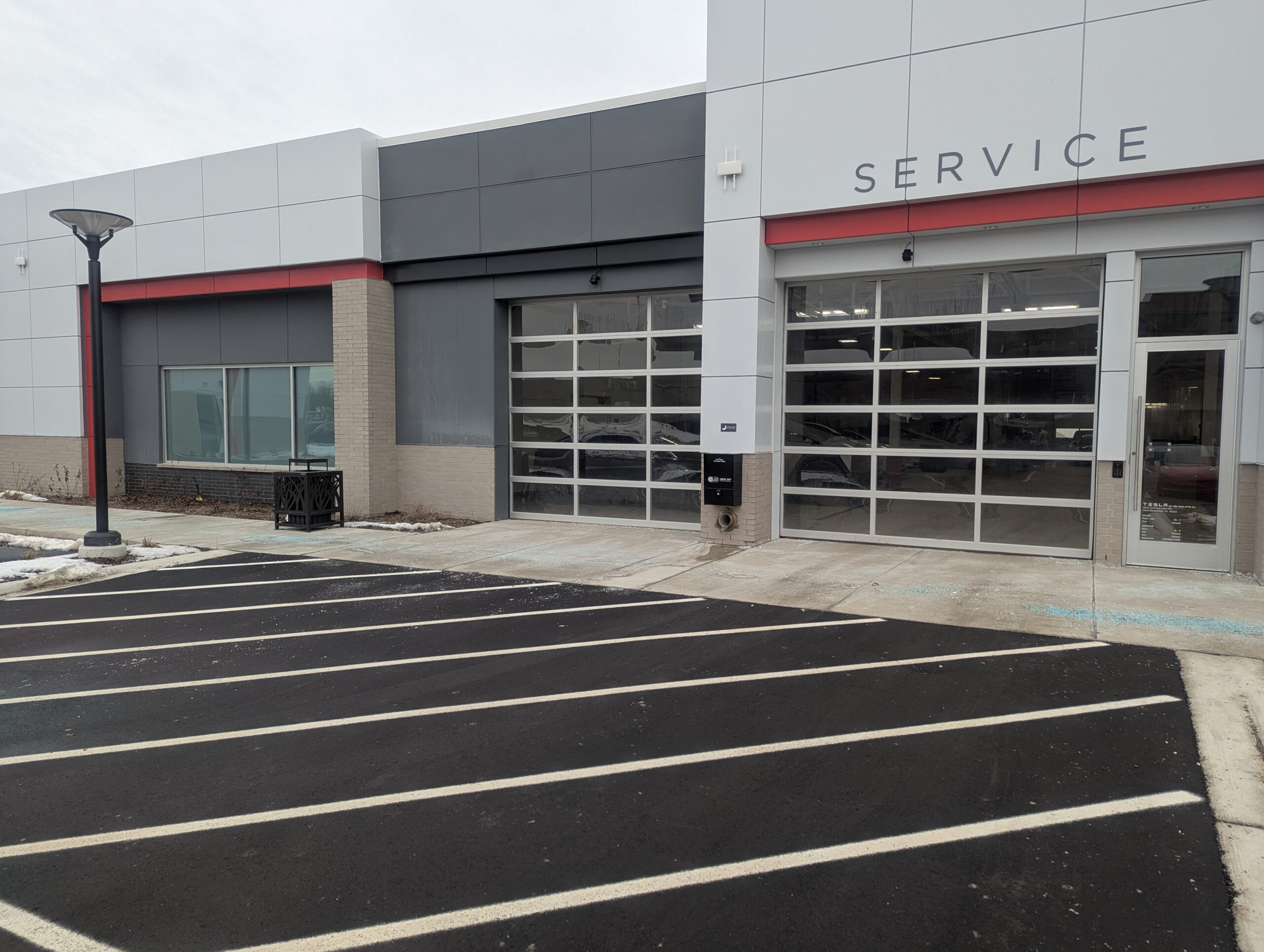 Commercial property entrance with large glass windows